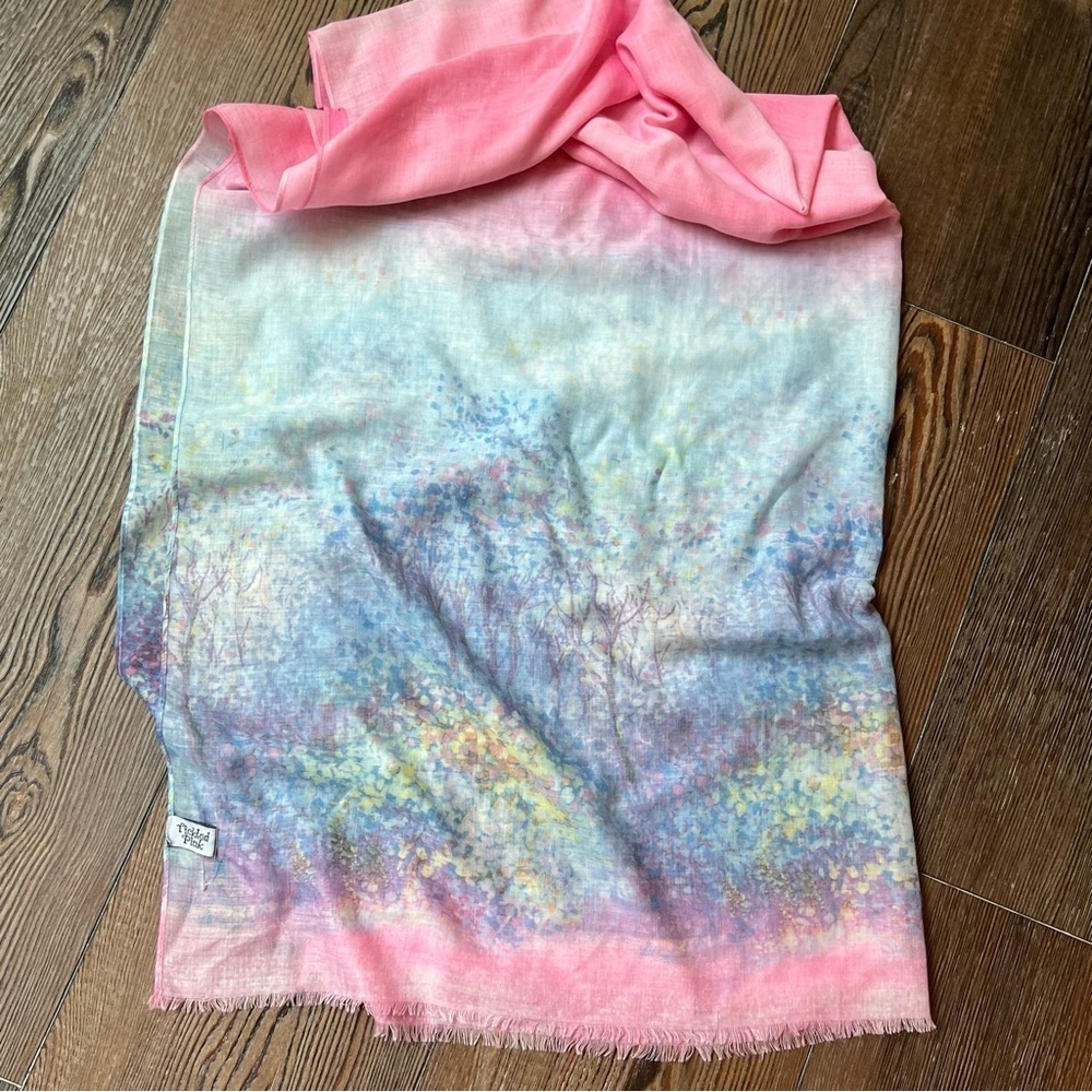 Pink blue tickled pink pink forest wrap scarf 40" x 32"